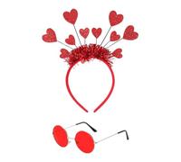 1 diadema en forma de corazón, 1 pieza de gafas, diadema peluda en forma de corazón, diadema con purpurina en forma de corazón, diadema para niños, diadema para mujer, Navidad, San Valentín, fiesta de