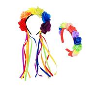 1 diadema Rainbow Rose Streamer, 1 diadema Rainbow Foam Rose, diadema del orgullo, diadema de corona de flores, diadema del día del orgullo