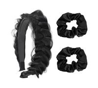 1 Diadema Trenzada Negra Y 2 Gomas Para El Cabello, Diademas Creativas, Diademas Para Mujer, Bandas Elásticas Para El Cabello, Accesorios Para El Cabello
