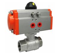1" DN25 BSP acero inoxidable 304 válvula de bola neumática de dos piezas sello de PTFE de doble efecto
