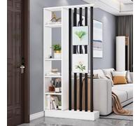 1 Elegante biombo de Madera con Estante for decoración del hogar, división de recibidor y Almacenamiento.(White+Black,31.4x9.4x79.5in)