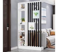 1 Elegante biombo de Madera con Estante for decoración del hogar, división de recibidor y Almacenamiento.(White+Black,39.3x9.4x79.5in)