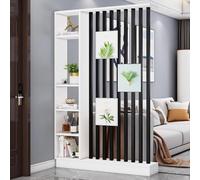 1 Elegante biombo de Madera con Estante for decoración del hogar, división de recibidor y Almacenamiento.(White+Black,47.2x9.4x79.5in)
