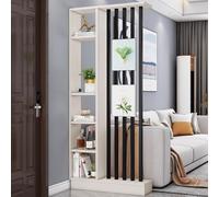 1 Elegante biombo de Madera con Estante for decoración del hogar, división de recibidor y Almacenamiento.(Khaki+Black,31.4x9.4x79.5in)