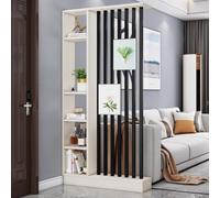 1 Elegante biombo de Madera con Estante for decoración del hogar, división de recibidor y Almacenamiento.(Khaki+Black,39.3x9.4x79.5in)