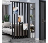1 Elegante biombo de Madera con estantes for el hogar y la Oficina, Ideal for privacidad y Almacenamiento.(Gray+Black 55.1x9.4x79.5in)