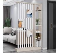 1 Elegante biombo de Madera con estantes for el hogar y la Oficina, Ideal for privacidad y Almacenamiento.(Khaki+White 47.2x9.4x79.5in)