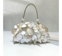 1 Elegante Bolso de Mujer con Lentejuelas de Concha Simulada, Bolso de de Lujo con Asa de Cristal y Perlas, Adecuado para Asistir a Cenas, , Banquetes, Etc.