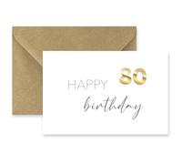 1 elegante tarjeta de cumpleaños premium para 80 cumpleaños redonda tarjeta plegable de 10,5 x 14,8 cm con sobre feliz cumpleaños ochenta años tarjeta de felicitación