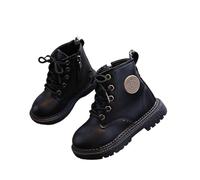 1-Elegantes Botines de para Niñas con Cremallera Lateral y Suela Resbaladiza Calzado Cómodo de Invierno para Bebés e Infantil (Black, 22 Toddler)