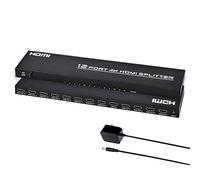 1 en 12 salidas HDMI Splitter 4K a 30Hz, TCNEWCL Video Split Duplicator/Distribuidor Duplicate/Pantalla Espejo Duplicado, Soporte 3D Full HD Blu-Ray para HDTV, Xbox, PS4, Apple TV