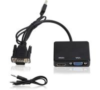 1 En 2 Salidas Convertidor Divisor Vga A Hdmi, Stereo Analogico 2.1 Adaptador Convertidor Divisor Vga A Hdmi VGA USB 1080P Interfaz De Alta Definición Splitter Converter para PC HDTV Proyector