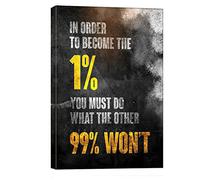 1% Entrepreneur Motivational Canvas Art Wall Art - Póster inspirador para la oficina - Lienzo impreso enmarcado para decoración de pared del hogar, oficina, granja, baño, 24 x 36 pulgadas