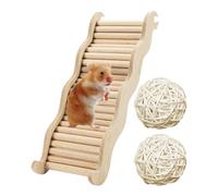 1 escalera de hámster, 2 bolas blancas Sepak Takraw, guía de ondas, escalera de madera, escalera de mascotas, escalera de hábitat de hábitat, juguete de escalada