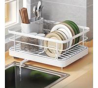 1 escurridor de platos que con soporte para utensilios, 29.97Cmw X 41.4Cml, negro o - Organiza eficientemente platos, tazones y tazas para tu encimera de cocina