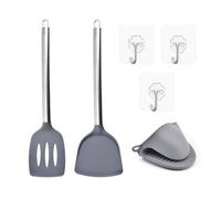 1 espátula, 1 espátula gris, 1 guante, 3 ganchos, espátula antiadherente, espátula de cocina, espátula de silicona, juego de utensilios de cocina de silicona