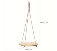 1 estante colgante para plantas, circular, de cuerda de madera, estante flotante colgante, decoración vintage para el hogar, estante para macetas, adecuado para , dormitorio, cocina