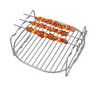 1 estante para brochetas de acero inoxidable, parrilla de doble capa para freidora de aire, accesorios para freidora de aire con pinchos, estante de enfriamiento para hornear, soporte multiusos y