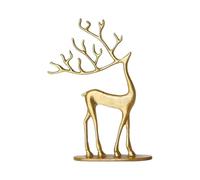 1 Estatua Ciervo Escultura de Metal Figura Reno Moderna Decoración Navideña Detalle Refinado Adecuado para Sala de Estar Mesa Oficina, S Gold, Individual