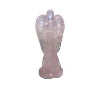 1 estatua de ángel de cuarzo rosa de 9 cm tallada a mano de cristal