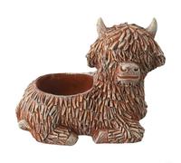 1: Estatua de vaca de resina en maceta para decoración del hogar y el jardín, 15 x 9,5 x 12,5 cm, escultura artística para estante, mesa o exhibición de suculentas