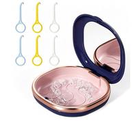 1 estuche azul para brackets con espejo y 6 removedores, estuche para alineadores de ortodoncia, contenedor fácil de limpiar para brackets y protector bucal.