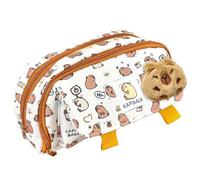 1 estuche Capybara para niñas y niños, papelería personalizada con cremallera multicapa, bonito estuche de almacenamiento de suministros escolares, White, Bonito