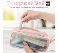 1 Estuche De Lápices De Malla Rosa, 4 Broches Y 2 Papeles De Notas De Animales, Bolsa De Papelería Visual Multifuncional, Bolsa De Cosméticos Creativa De Doble Capa, Linda Insignia De Acrílico.