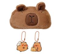 1 Estuche De Lápices De Peluche Y 2 Llaveros, Linda Bolsa De Papelería Con Cremallera, Estuche De Lápices De Dibujos Animados Suaves, Bolsa De Almacenamiento Para Estudiantes.