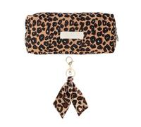 1 Estuche De Lápices Marrón con Estampado De Leopardo Y 1 Llavero con Estampado De Leopardo, Juego De Papelería De Moda, Estuche De Lápices Simple Literario Y Artístico.