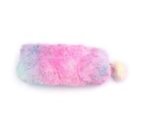 1 estuche de peluche arcoíris para niñas, esponjoso, lindo y colorido, y bolsas de maquillaje con gran capacidad, estuche para lápices, colorido, No