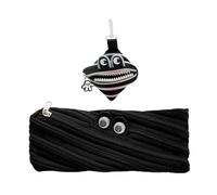 1 Estuche Para Lápices, 1 Monedero, Bolsa De Almacenamiento Negra, Bolsa De Almacenamiento Creativa E Interesante, Bolsa De Papelería, Caja De Papelería Para Niños, Útiles Escolares