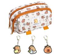 1 Estuche Para Lápices De Capibara, 3 Coles De Capibara, Estuche Para Lápices Con Cremallera Multicapa, Bolsa De Papelería Personalizada, Bolsa Para Guardar Útiles Escolares