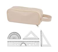 1 Estuche Para Lápices De Doble Capa Y 1 Juego De Reglas, Bolsa De Papelería Grande, Estuche Para Lápices Para Estudiantes, Útiles Escolares, Bolsa De Papelería Sencilla