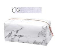 1 estuche para lápices de mármol blanco, 1 llavero de fieltro gris claro, estuche para lápices, estuche impermeable para lápices, artículos de papelería de moda, bolsa de cosméticos para mujer, bolsa
