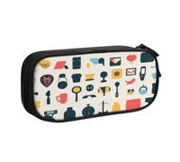 1 estuche para lápices Mibang Life Icon con patrón, duradero y portátil, caja de almacenamiento de papelería de oficina, regalo de vacaciones