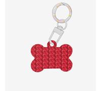 1 etiqueta de identificación con forma de hueso de perro, diseño de corazón y flores, de doble cara con llavero para mascotas