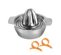 1 exprimidor de acero inoxidable, pelador de naranja de 2 anillas, zumo manual de frutas y naranja, fácil de limpiar, exprimidor de mano con recipiente