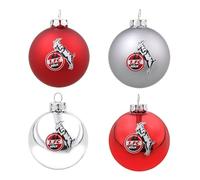 1. FC Köln - Bolas de Navidad (4 unidades), color plateado y rojo