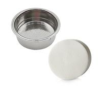 1 filtro de café con 100 filtros de papel, bandeja doble de acero inoxidable, cesta de filtro de doble pared de 51 mm, bandeja de filtro perforada para facilitar la limpieza