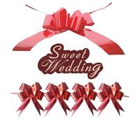 1 Flor Del Coche De La Boda, 4 Flores Dibujadas A Mano, 1 Pegatina Del Coche De La Boda, Lazo Rojo, Decoración Del Coche De La Boda, Cinta Roja, Accesorios Del Coche De La Boda