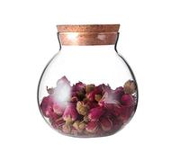 1 frasco de vidrio sellado con amplia capacidad de hasta 500 gramos y tapón de corcho de madera, útil para almacenaje de cosméticos, especias, aperitivos, té y mucho más