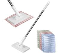 1 Fregona con Sistema de Abrazadera de Presión,Mopas de Limpieza Suelos Fregonas Mopa para Limpiar Azulejos y Paredes,10 Paños de Microfibra Reutilizables para el Hogar y la Oficina