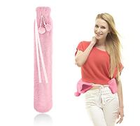 1 funda para botella de agua caliente, funda de felpa suave, 72 cm de largo envuelve la botella de agua caliente para mantener el calor durante más tiempo. (rosa) (sin botella de agua caliente)