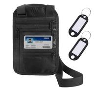 1 funda para pasaporte con 2 colgantes, bolsillo en el pecho con bolsillo en el pecho, bolsillo en el pecho con bloqueo RFID, cartera de viaje impermeable, bolsillo de seguridad para dinero en