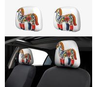1 funda para reposacabezas de coche, suave, transpirable, protector para reposacabezas de coche, corredor, dala sueco, caballo folk, fundas personalizadas para reposacabezas de asiento de coche, para