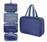 1 Gancho Colgante for Viaje, Plegable, Impermeable, for Bolso de Mano, Organizador Maquillaje, cosméticos, afeitadoras, Estuche for Suministros baño para Viajes Y Salidas(Dark Blue)