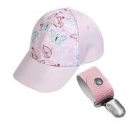 1 Gorra De Béisbol para Niños, 1 Clip para Sombrero, Sombrero De Cola De Caballo para Niñas, Sombrero para El Sol De ala Ancha, Sombrero con Visera con Estampado De Mariposas
