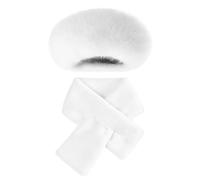 1 Gorro Blanco Y 1 Bufanda Blanca, Bufanda De Felpa, Bufanda Cálida, Gorro Suave Y Esponjoso, Accesorios De Invierno Para Mujer