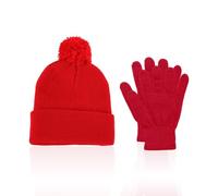 1 Gorro De Bola De Pelo Y 1 Par De Guantes De Punto, Artículos Cálidos Para El Invierno, Gorro Sencillo Y Versátil, Guantes Elásticos Y Suaves, Guantes De Ciclismo